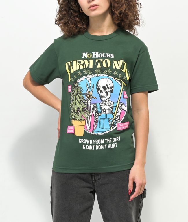 NoHours Farm To Nug Dark Green T-Shirt