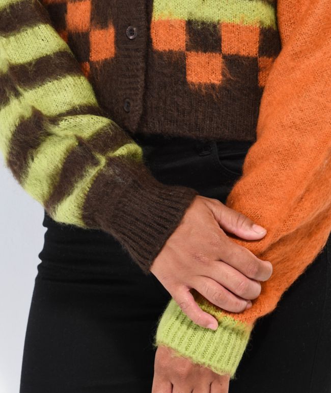 Obey Amber Dark Oak Crop Cardigan Sweater - thumbnail 3