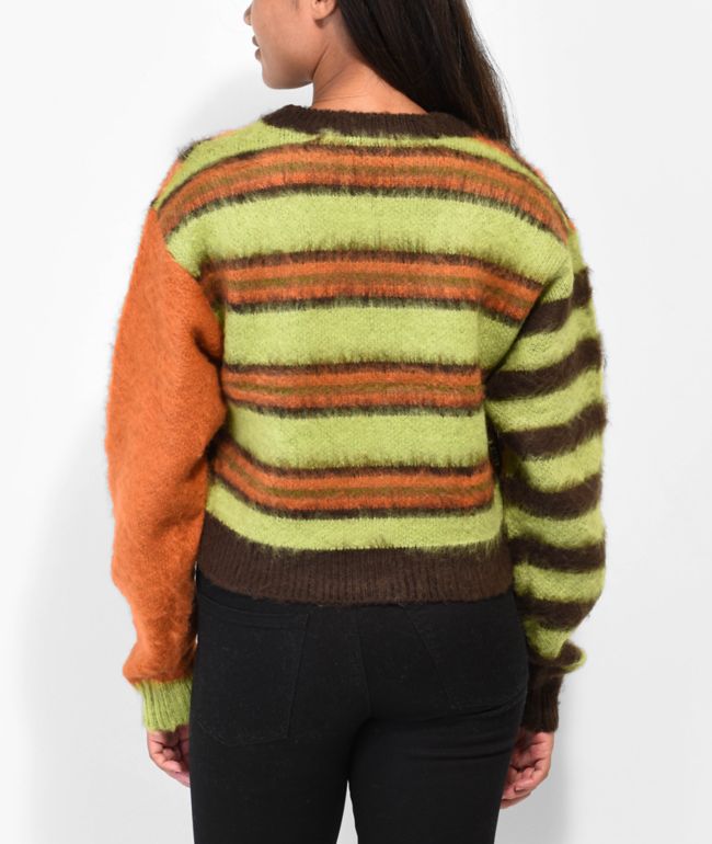 Obey Amber Dark Oak Crop Cardigan Sweater - thumbnail 2
