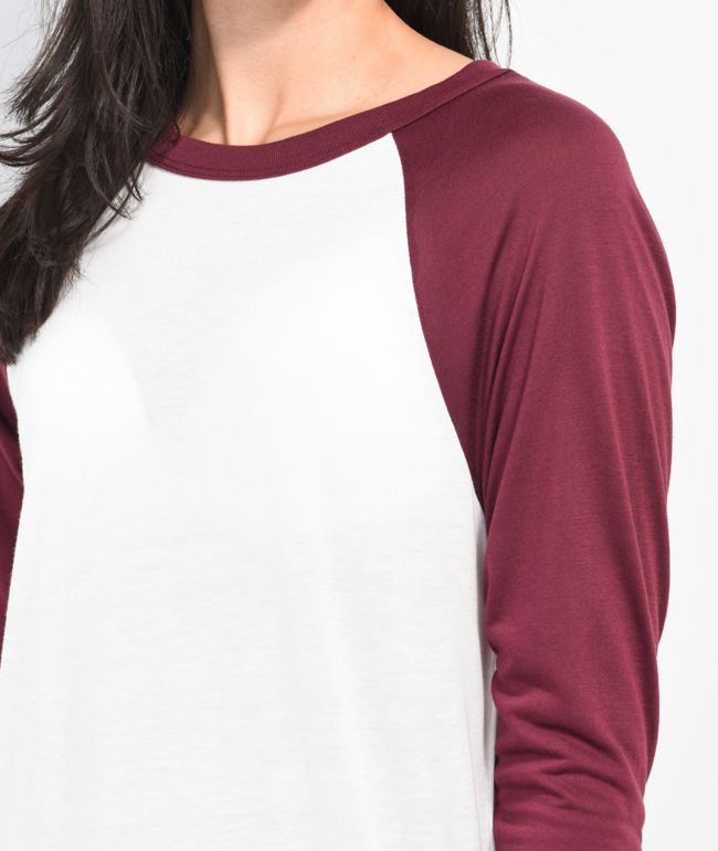 Obey Basic Vintage Burgundy Raglan T-Shirt - thumbnail 3
