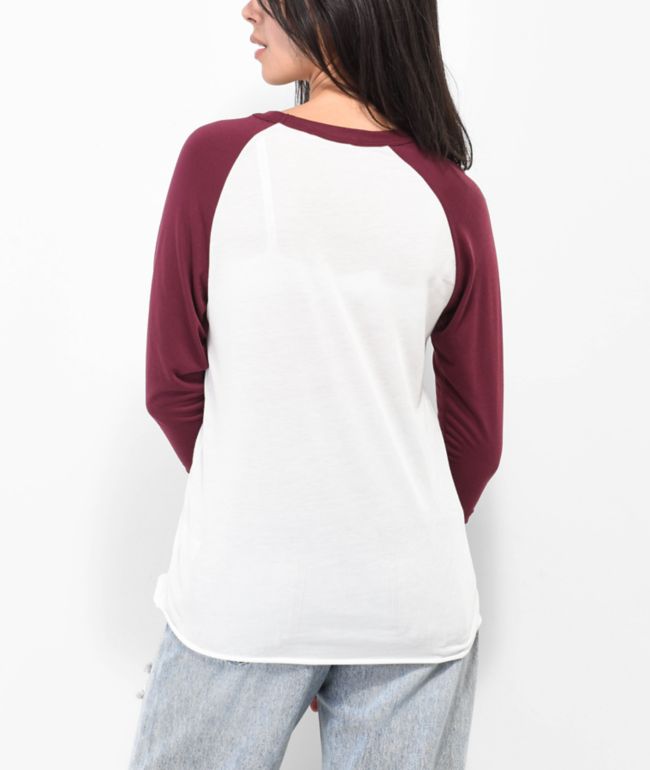 Obey Basic Vintage Burgundy Raglan T-Shirt - thumbnail 2