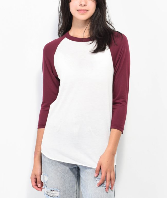 Obey Basic Vintage Burgundy Raglan T-Shirt