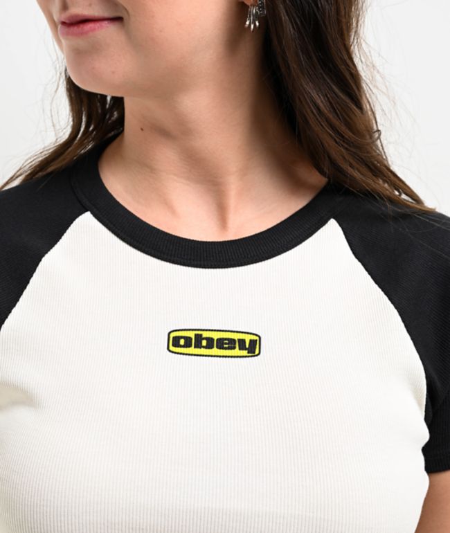 Obey Bolt Stevie Unbleached Crop Raglan T-Shirt - thumbnail 3