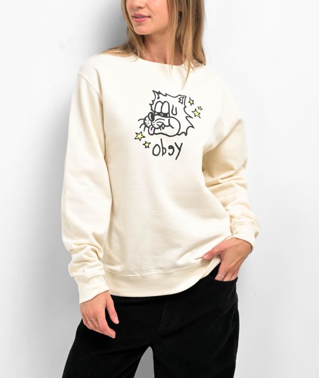 Obey Cat In The Stars Natural Crewneck Sweatshirt