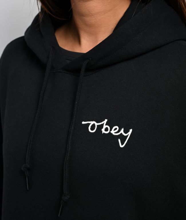 Obey Chainstitch Baggy Black Hoodie - thumbnail 3