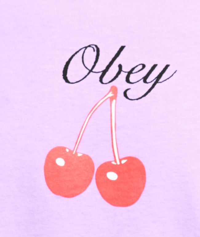 Obey Cherry Script Purple T-Shirt - thumbnail 3