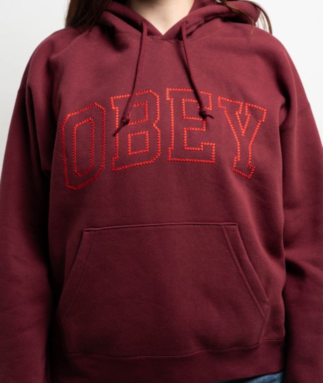 Obey Collegiate Cross Stitch Red Hoodie - thumbnail 3