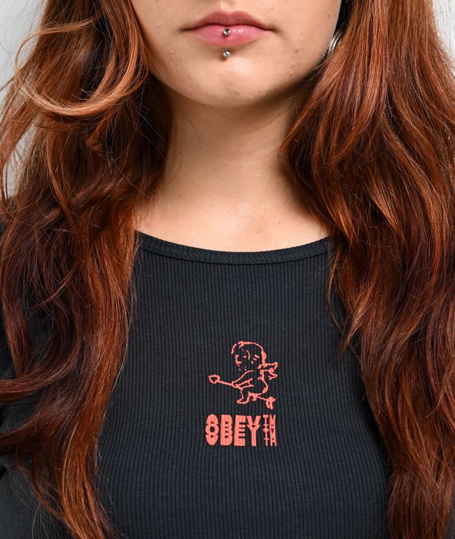 Obey Cupid Black Long Sleeve T-Shirt - thumbnail 3