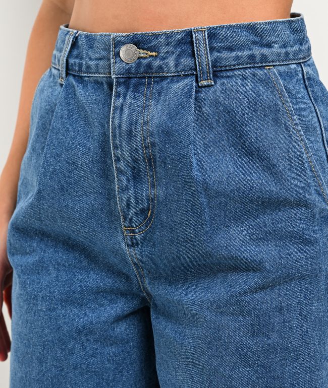 Obey Eli Pleated Light Indigo Denim Shorts - thumbnail 3