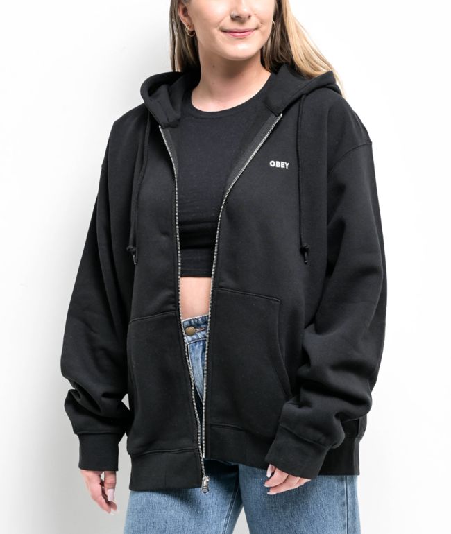 Obey Established Works Black Zip Hoodie - thumbnail 3