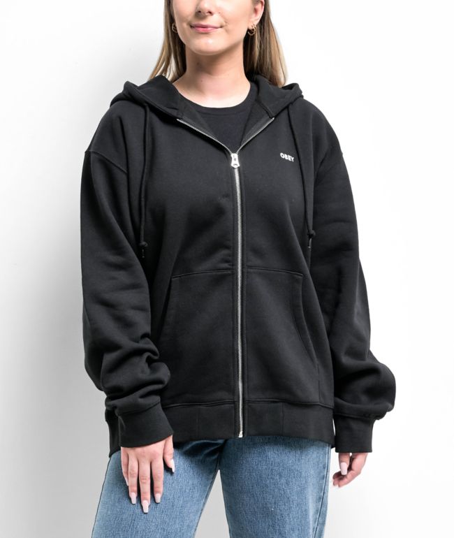 Obey Established Works Black Zip Hoodie