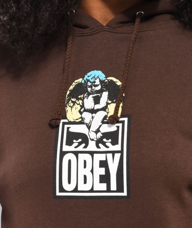 Obey Falling Angels Brown Hoodie - thumbnail 3