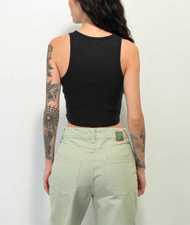 Obey Icon Face Black Crop Tank Top - thumbnail 2