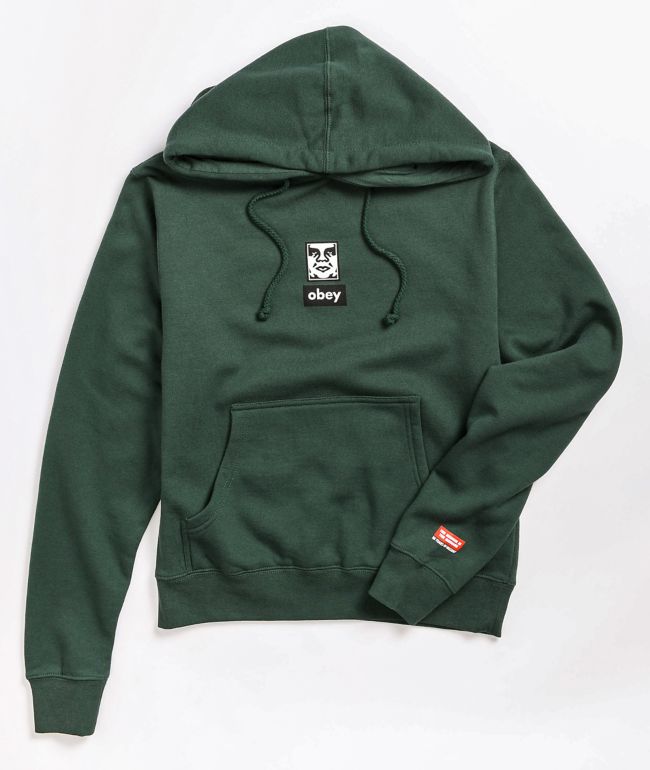 Obey Icon Face Green Hoodie
