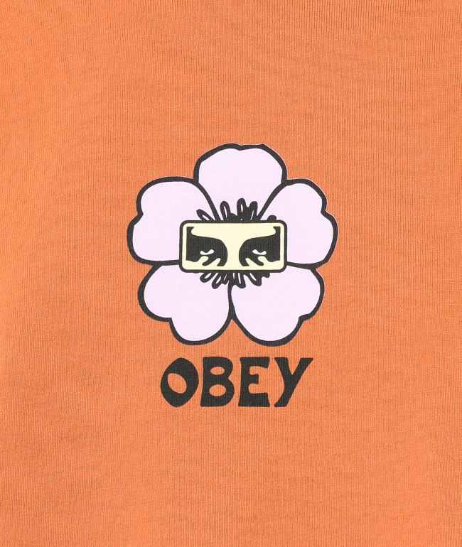 Obey LA Floral Orange Crop T-Shirt - thumbnail 2