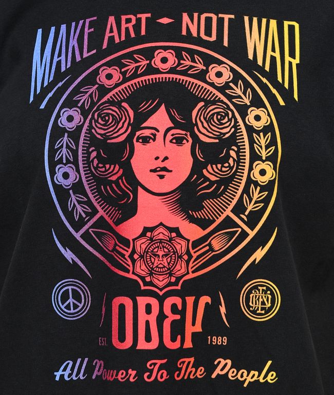 Obey Make Art Not War Boxy Black T-Shirt - thumbnail 2