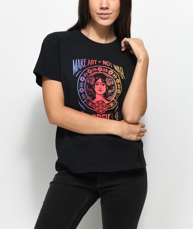 Obey Make Art Not War Boxy Black T-Shirt