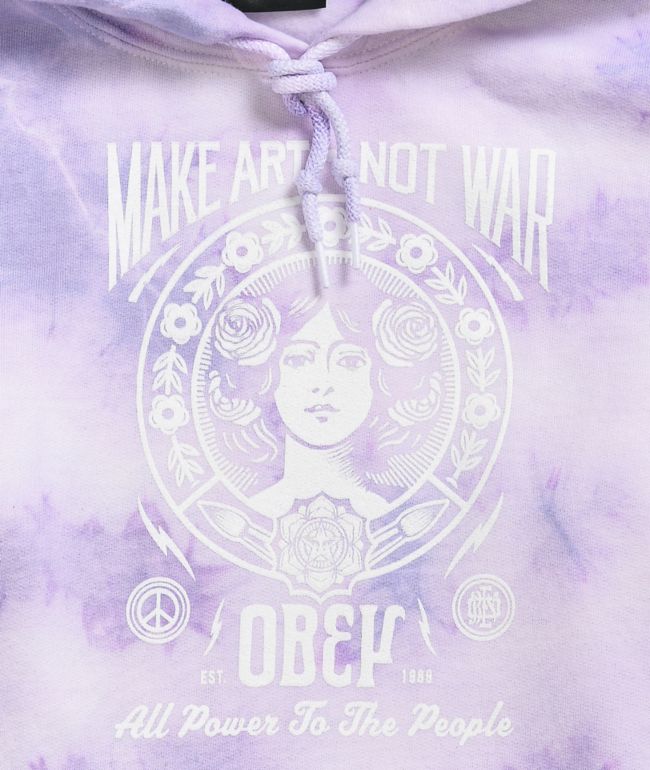 Obey Make Art Not War Lavender Tie Dye Hoodie - thumbnail 3