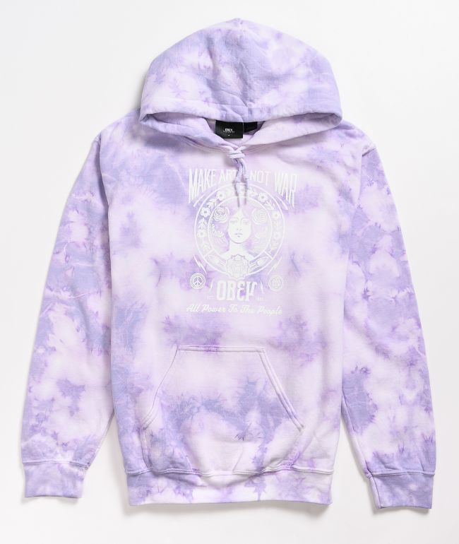 Obey Make Art Not War Lavender Tie Dye Hoodie