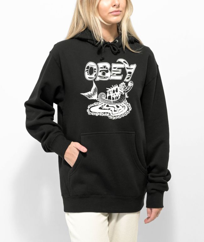 Obey Mermaid Thorns Black Hoodie