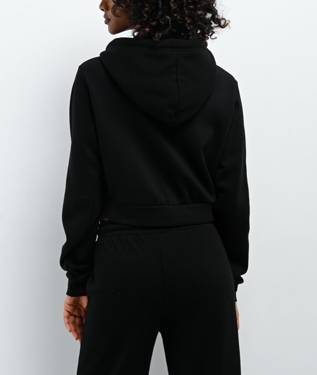 Obey Metal Black Crop Zip Hoodie - thumbnail 2