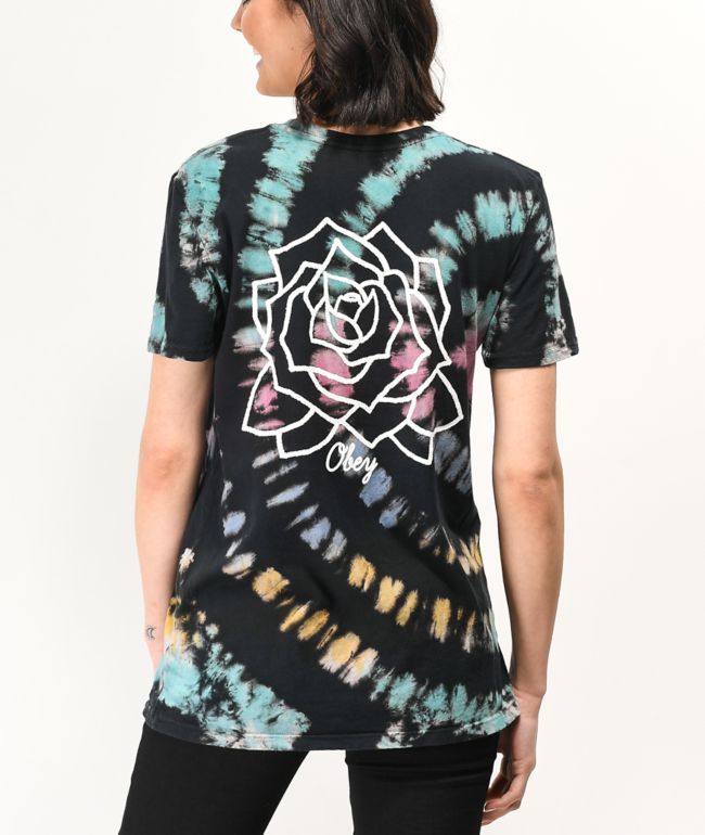 Obey Mira Rosa Black, Purple, Teal & Gold Tie Dye T-Shirt