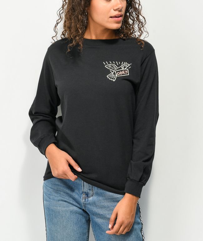 Obey One Love Black Long Sleeve T-Shirt - thumbnail 2