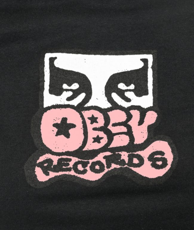 Obey Records Black T-Shirt - thumbnail 2