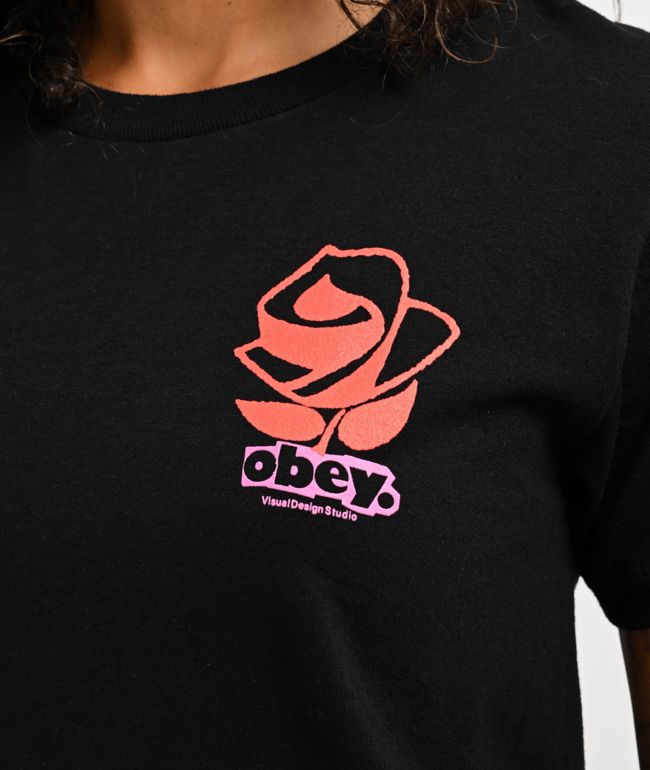 Obey Rose Collage Black T-Shirt - thumbnail 3