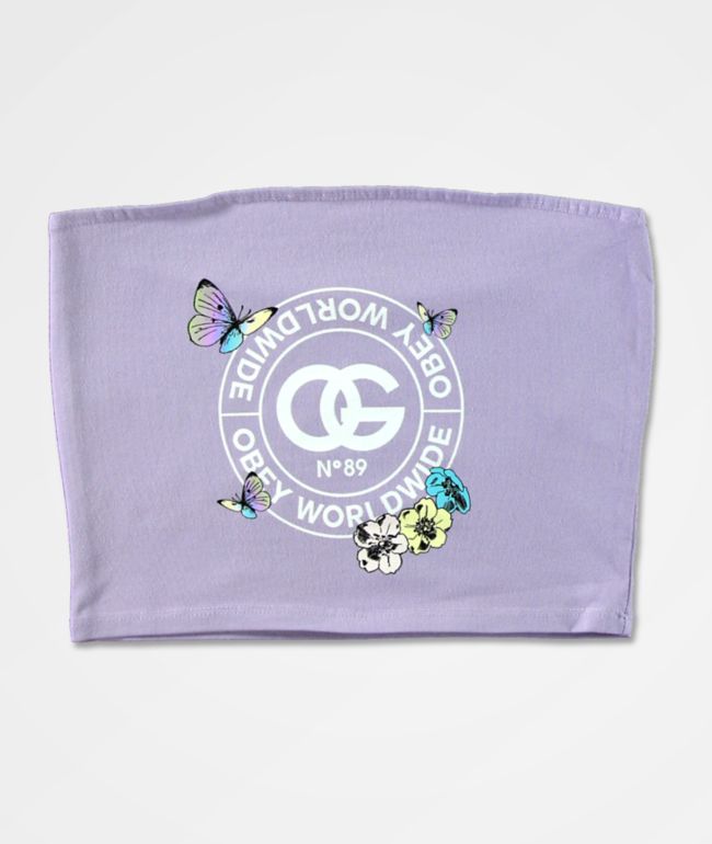 Obey Rue De La Rue Butterfly Lavender Tube Top
