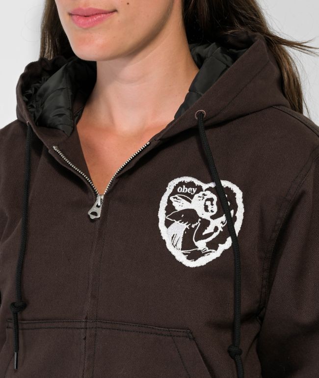 Obey Salina Brown Hooded Bomber Jacket - thumbnail 3