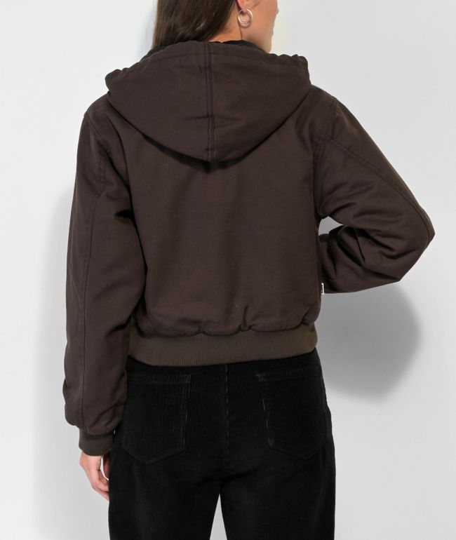 Obey Salina Brown Hooded Bomber Jacket - thumbnail 2