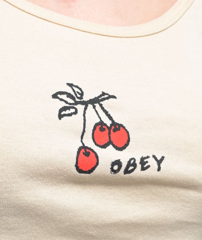 Obey Scatch N Sniff White Crop Tank Top - thumbnail 2