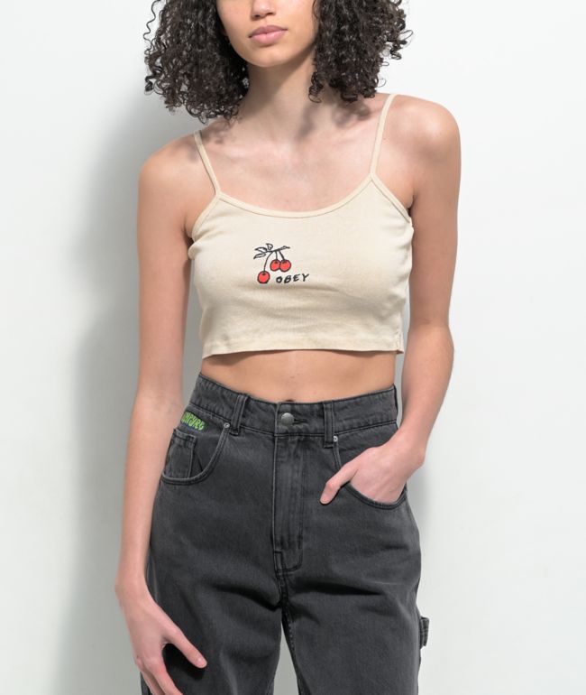 Obey Scatch N Sniff White Crop Tank Top