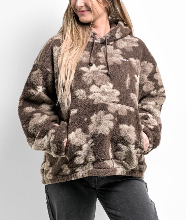 Obey Shaylin Floral Brown Fleece Hoodie