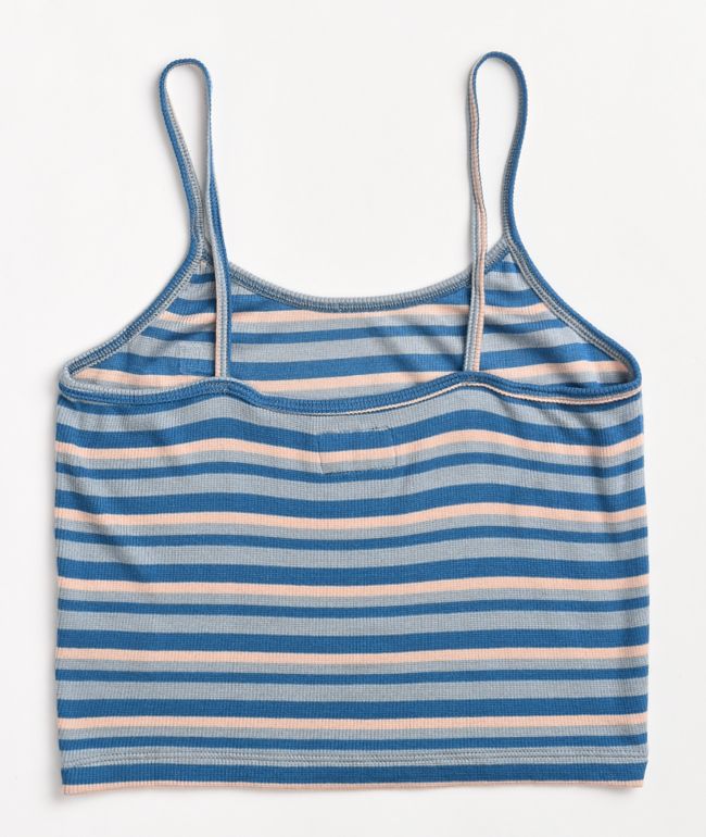 Obey South Shore Blue Stripe Crop Tank Top - thumbnail 2