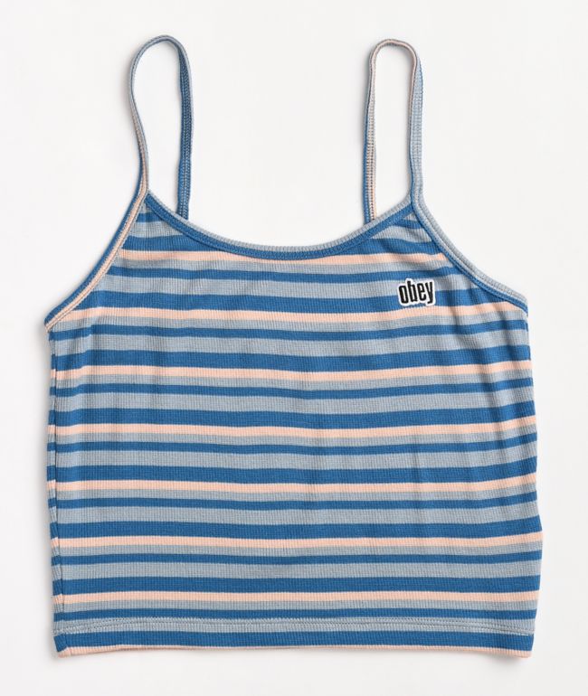 Obey South Shore Blue Stripe Crop Tank Top