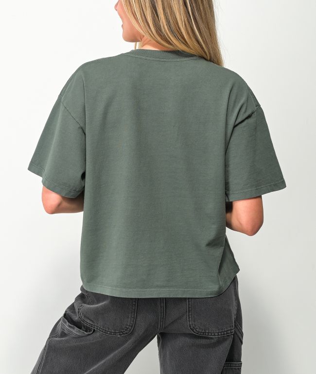 Obey Tag Green Crop T-Shirt - thumbnail 3