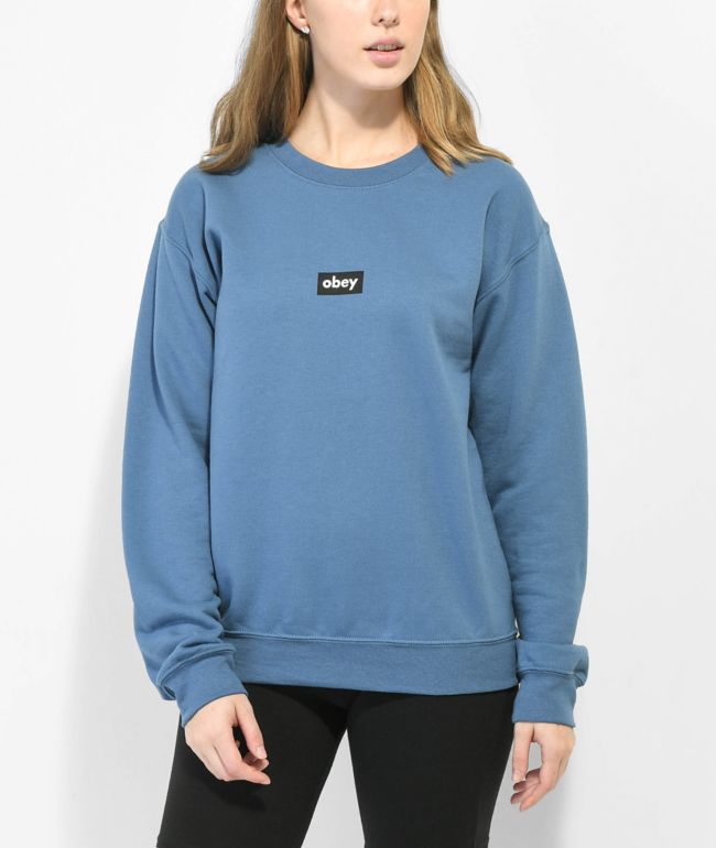 Obey Tag Indigo Blue Crewneck Sweatshirt
