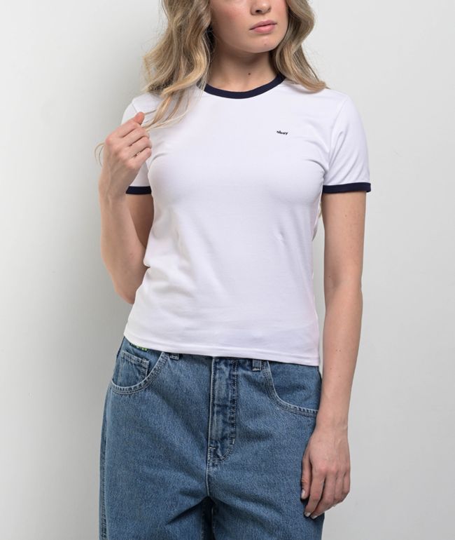 Obey Tyler Ringer White & Blue T-Shirt