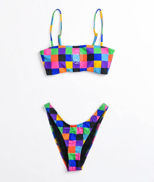 Odd Future Multi Checkered Bandeau Bikini Top - thumbnail 3
