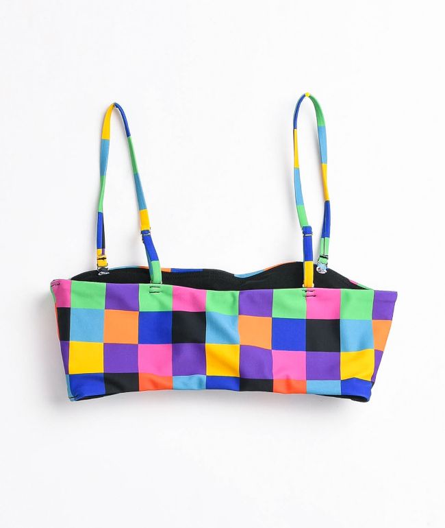 Odd Future Multi Checkered Bandeau Bikini Top - thumbnail 2