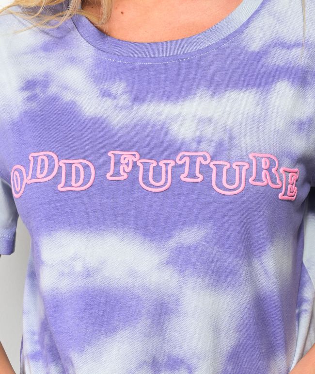 Odd Future Outline Purple Cloud Wash Crop T-Shirt - thumbnail 3