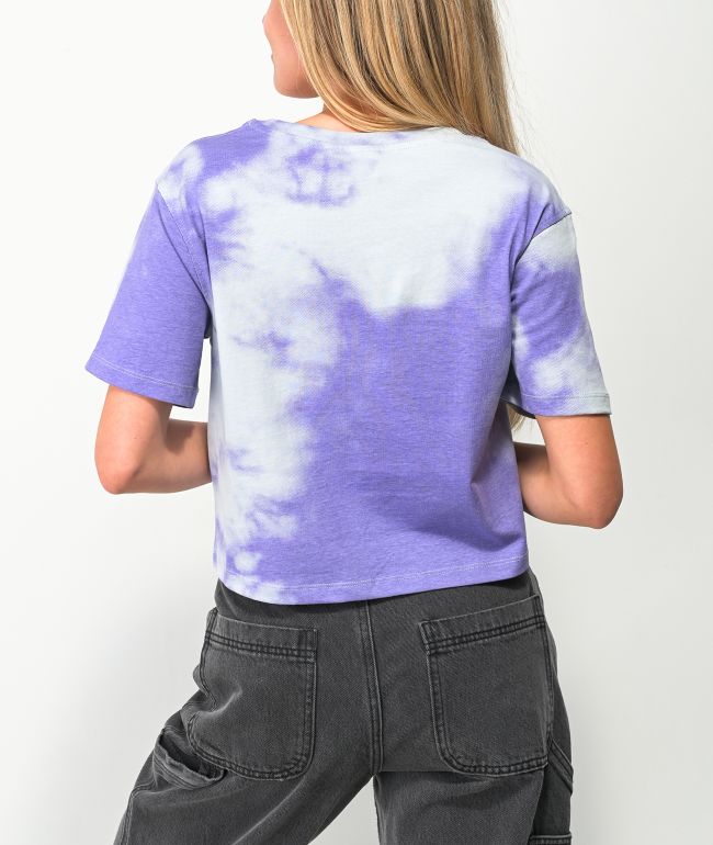 Odd Future Outline Purple Cloud Wash Crop T-Shirt - thumbnail 2
