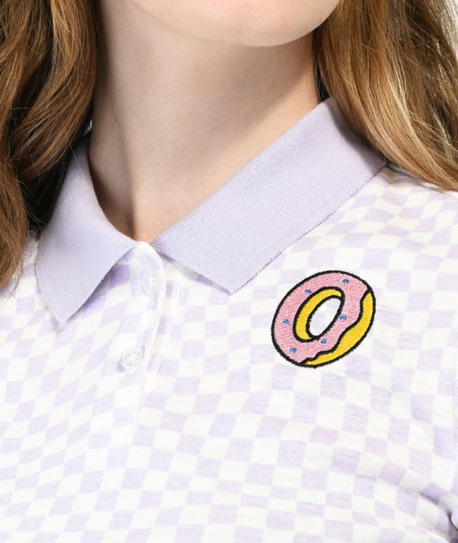 Odd Future Purple Checkered Crop Polo Shirt - thumbnail 3