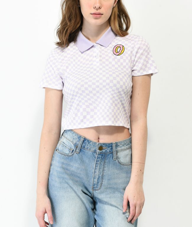 Odd Future Purple Checkered Crop Polo Shirt