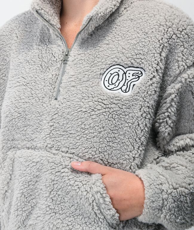 Odd Future Sherpa Grey Crop Half Zip Fleece Sweatshirt - thumbnail 3