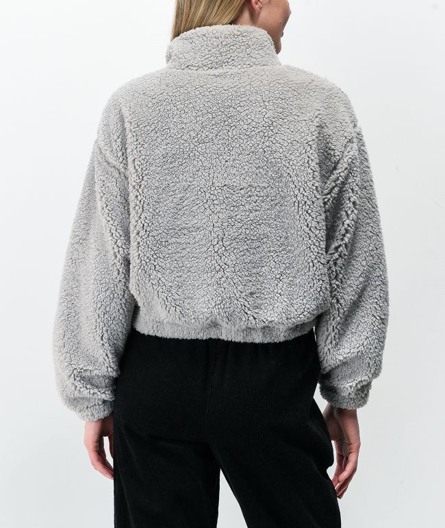 Odd Future Sherpa Grey Crop Half Zip Fleece Sweatshirt - thumbnail 2