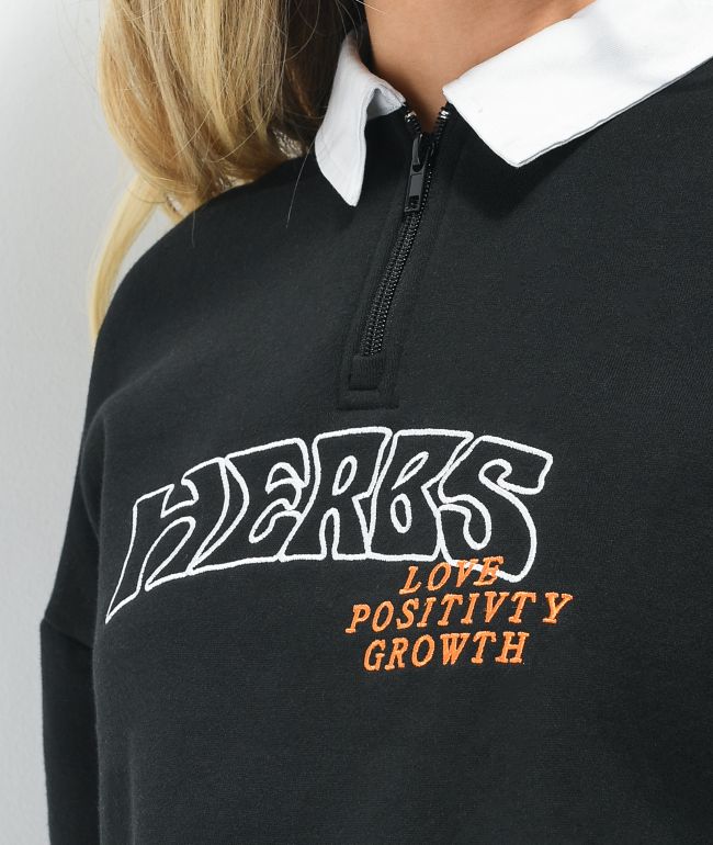 Petals and Peacocks Herbs Black Crop Sweatshirt - thumbnail 2