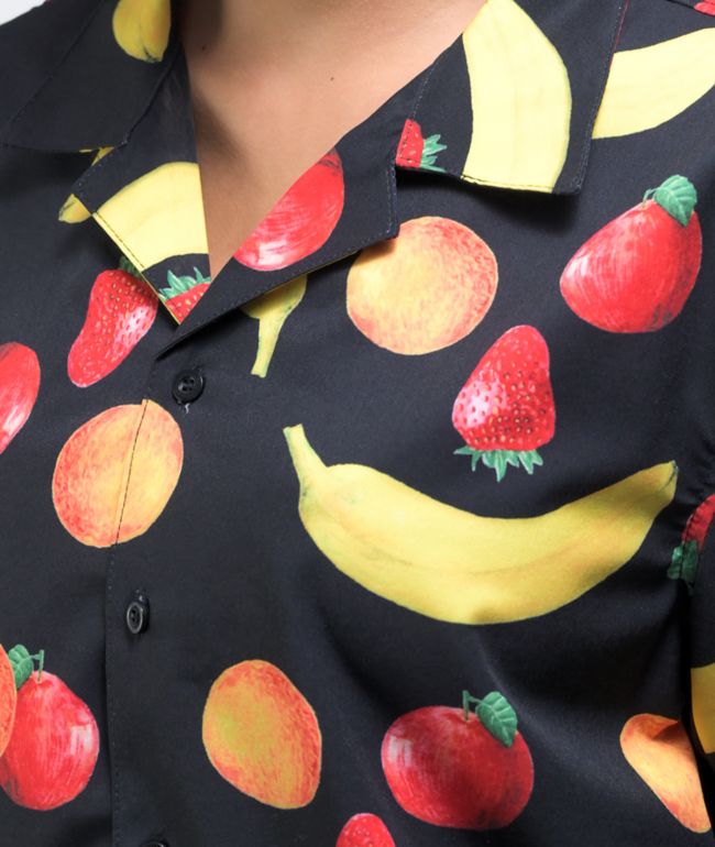 Petals and Peacocks Mixed Fruit Short Sleeve Button Up Shirt - thumbnail 3